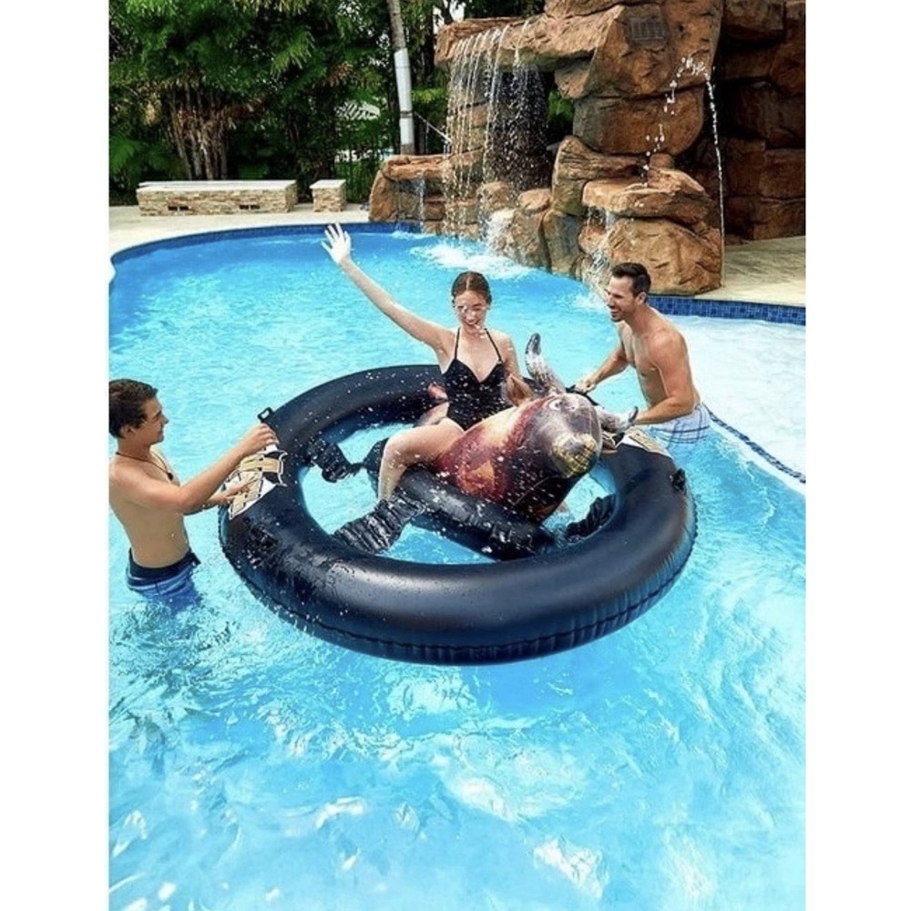 Inflatabull Inflatable Ride On Rodeo Bull Pool Toy Float Ages 9+ New - Picture 3 of 6
